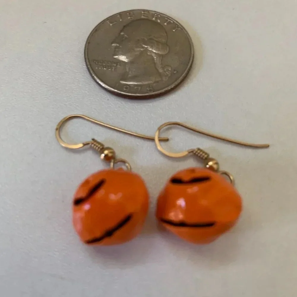 Handmade Halloween Pumpkin Bell Earrings Enamel Jack-o'-L